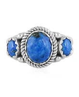 American West Jewelry Sterling Silver Denim Lapis 3-Stone Ring