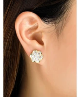 Devata Cubic Zirconia Rose Stud Earrings in 14K Gold, approx. 4.3 grams