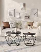 Slickblue Round Coffee Table with Steel Frame Set of 2