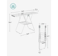 Slickblue Clothes Drying Rack with Sock Clips – Metal Foldable Laundry Airer, Height-Adjustable Gullwings, Space-Saving for Indoor & Outdoor Us