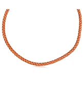 American West Jewelry Braided Genuine Antique Orange Leather Sterling Silver Necklace, 17 to 20 Inches