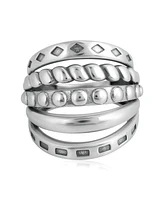 American West Jewelry Sterling Silver Textured Five Band Ring