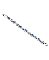 American West Jewelry Sterling Silver Lapis Gemstone Concha Link Bracelet