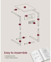 Slickblue C-Shaped Side Table – End Table with Charging Station, 2 Usb Ports & Outlets, Adjustable Feet for Living Room & Bedroom