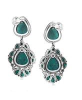 American West Jewelry Sterling Silver Chrysocolla Malachite Chandelier Dangle Earrings