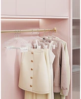 Slickblue Pants Hangers 30-Pack Clear Plastic Hangers with Adjustable Clips, Wide Shoulder Notches & 360 Swivel Hook, 16 x 8.9 Inches for Pants, Skirt