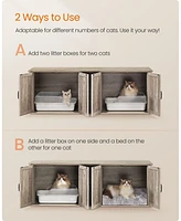 Slickblue Modern Double Cat Litter Box Enclosure, Hidden Furniture for 2 Cats