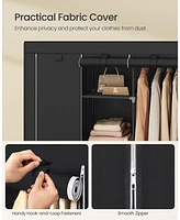 Slickblue Portable Closet Organizer – Non-Woven Fabric Cover, Hanging Rods and Shelves for Bedroom & Living Room Storage