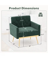 Gouun Modern Velvet Accent Chair with Button Tufted Back Metal Legs and Adjustable Foot Pads