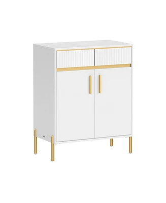 Slickblue Sideboard Storage Cabinet – Modern Accent Cabinet with Drawers, Doors, Adjustable Shelf, and Fluted Drawer Front for Living Room & Di