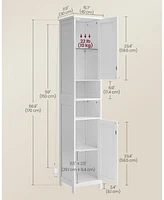 Slickblue Tall Bathroom Cabinet with Integrated Lights, Slim Storage Cabinet for Compact Spaces