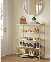 Slickblue Shoe Rack 5 Tier, Narrow Organizer For Closet Entryway, With 4 Fabric Shelves And Top Bags