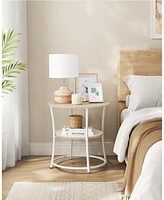 Slickblue Side Table Round End with 2 Shelves, Industrial Metal Design, Easy Assembly for Living Room & Bedroom