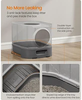 Slickblue Large Cat Litter Box with Lid, Slide-Out Tray, Scoop, and Brush