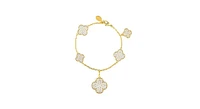 Rivka Friedman Pave Cubic Zirconia Dangling Clover Charm Bracelet