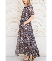 Paneros Clothing Women's Jessa Maxi Dress Black Floral Print