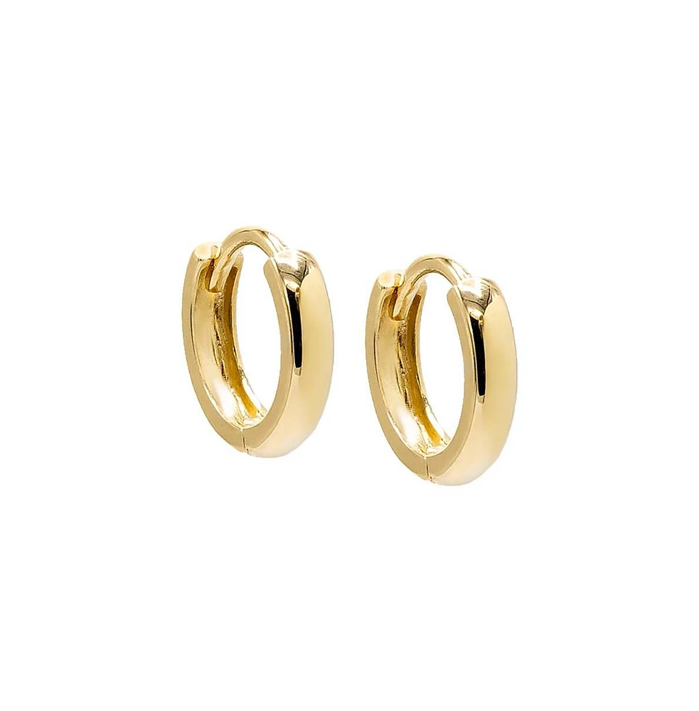 Tiny Wide Solid Cartilage Huggie Earring 14K