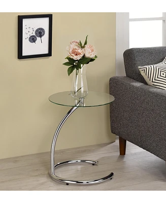 Kings Brand Furniture Leighton Metal/Glass End Table, Chrome