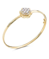 Devata Cubic Zirconia Rose Bangle Bracelet in 14K Gold, Fit Small Wrist approx. 4.4 grams