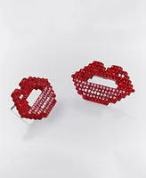 Betsey Johnson Faux Stone Sweetheart Lips Stud Earrings