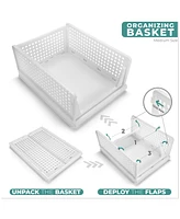 Sorbus 4 Tier Medium Open Front Plastic Stackable Baskets Stand - for closets, bedrooms, bathrooms, or pantries