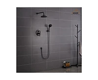 Casainc Wall Mount 2 Function Rainfall Shower System with 3 Setting Handheld, Rough-In Valve and Diverter