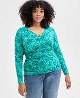 I.n.c. International Concepts Plus Ruched Front Knit Top, Exclusively at Macy's