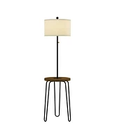 Lavish Home 59" Usb Port and Hairpin Legs Floor Lamp with Table