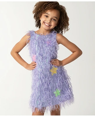 Sparkle & Shine Little Girls Iridescent and Feather Dress