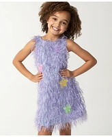 Sparkle & Shine Little Girls Iridescent and Feather Dress