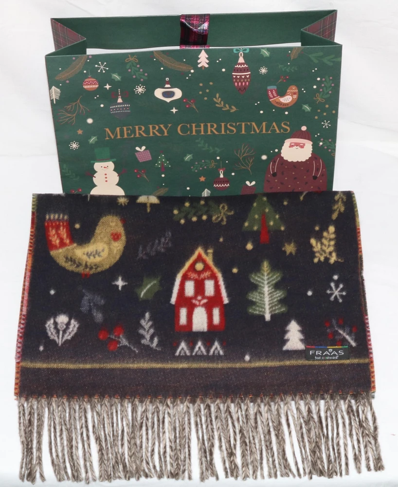 Fraas Santa and Snowman Cashmink Scarf