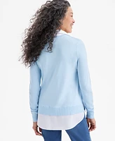 Style & Co Petite Two for One V-Neck Pullover Sweater, Created Macy's