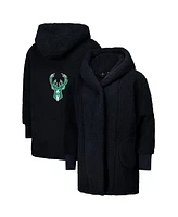 Jill Martin Men's and Women's The Best Lounger World Black Milwaukee Bucks Oversized Open-Front Hoodie Sweater