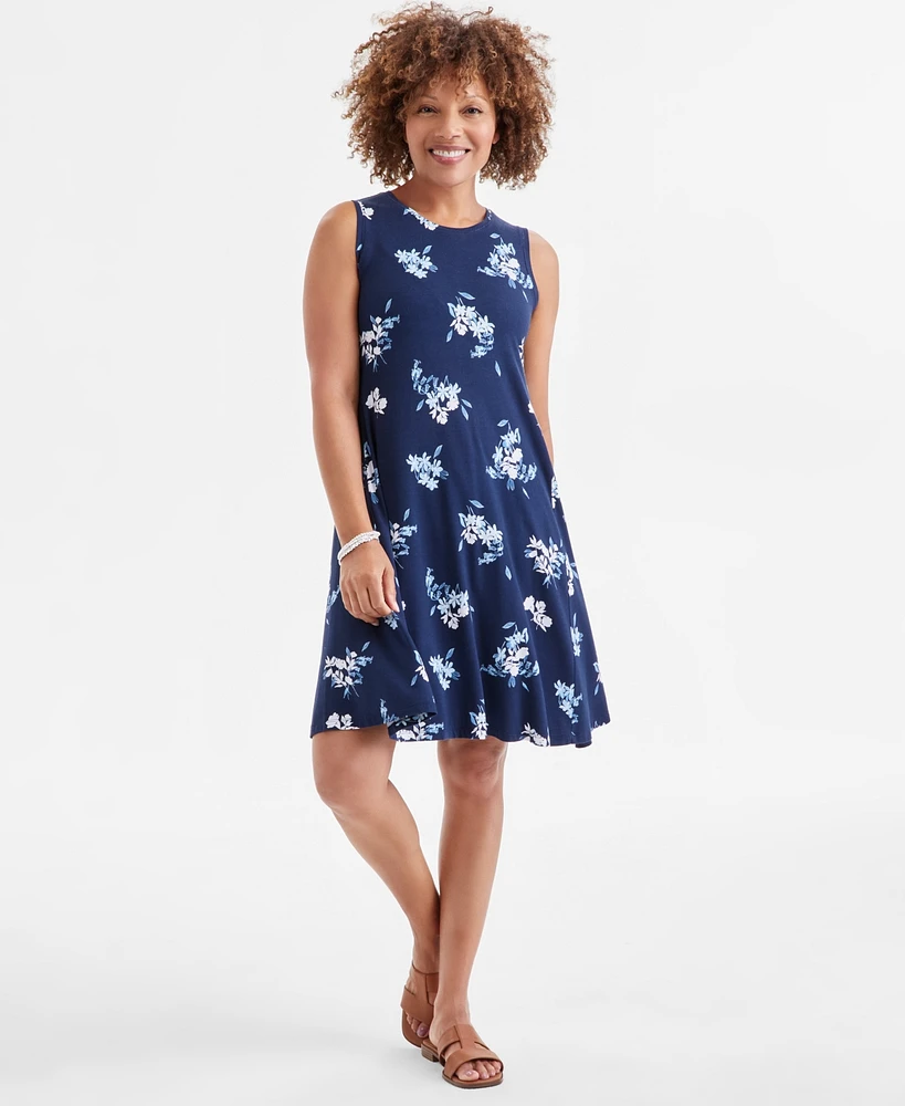 Style & Co Women's Printed Sleeveless Flip-Flop Dress