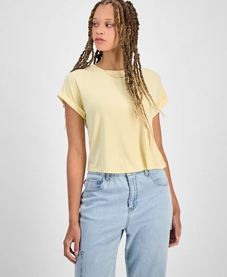 Hippie Rose Juniors' Cuffed Short-Sleeve Tee