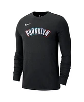 Nike Men's Black Brooklyn Nets 2024/25 City Edition Essential Logo Long Sleeve T-Shirt