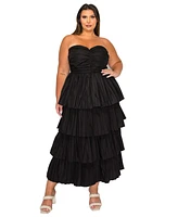 L I V D Plus Eleni Strapless Pleated Tiered Dress