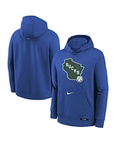 Nike Big Boys and Girls Royal Milwaukee Bucks 2024/25 City Edition Club Fleece Pullover Hoodie