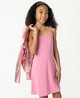 Sparkle & Shine Big Girls Crystal Dress with Metallic Moto Jacket, 2- Piece Set