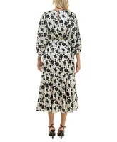 Taylor Women's Floral V-Neck Dolman-Sleeve Dress