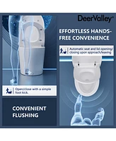 DeerValley Smart Bidet Toilet with Auto Open Lid Auto Flush, Modern Tankless Smart Toilet Equipped with Bidet Warm Wash Heated Seat Night Light(Remote
