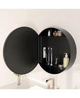 DeerValley 24'' Round Framed Led Lights Wall Mounted Medicine Cabinets With Mirrors, Defogger, Stepless Dimming, Built-In Outlet
