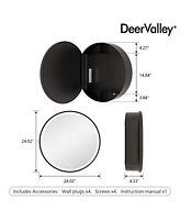 DeerValley 24'' Round Framed Led Lights Wall Mounted Medicine Cabinets With Mirrors, Defogger, Stepless Dimming, Built-In Outlet