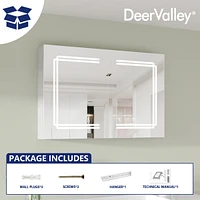 DeerValley Medicine Cabinets For Bathroom With Mirror, Wall Mounted Led Medicine Cabinet Organizer With Defogger, Dimmer, Bluetooth Speaker, Double Do