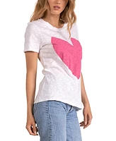 Elan Women's Cotton Graphic Heart Short-Sleeve T-Shirt