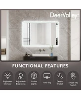 DeerValley Led Bathroom Mirror with Lights,Smart Dimmable Vanity Mirrors for Wall,Anti-Fog Makeup Mirror