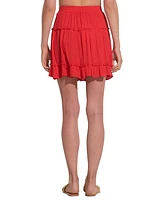 Elan Women's Cotton Pull-On Tiered Mini Skirt