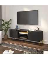 Boyel Living Unique Herringbone Design Multifunctional Tv Stand With Led Light