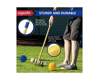 ropoda Six-Player Croquet Set with Wooden Mallets, Colored Balls, Sturdy Carrying Bag