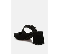 London Rag Amapola Buckle Strap Detail Microfiber Mules